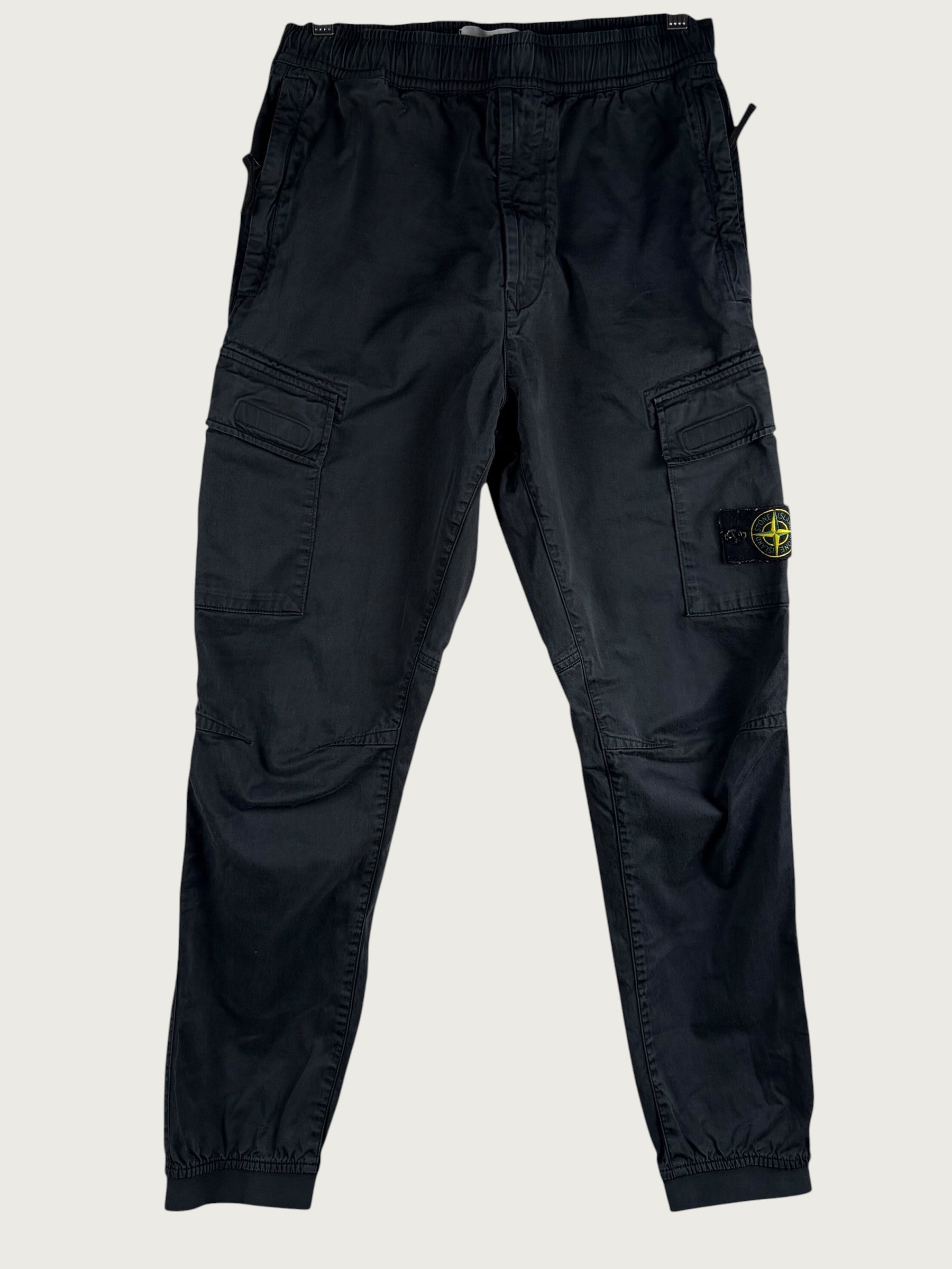 31314 Stretch Cotton Wool Satin Cargo Pants – Black