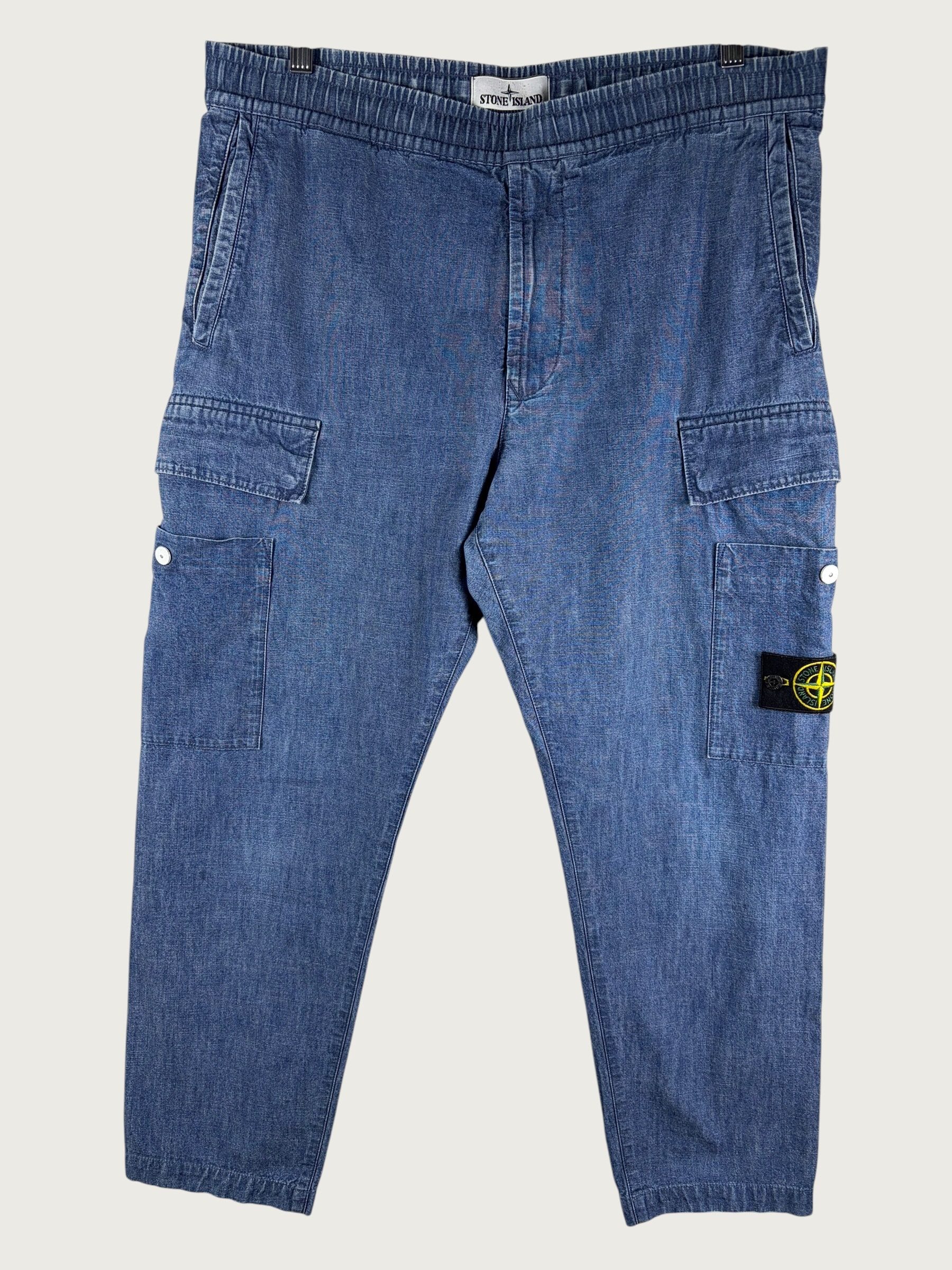 74153 Washed Cotton Trousers – Marbled Blue