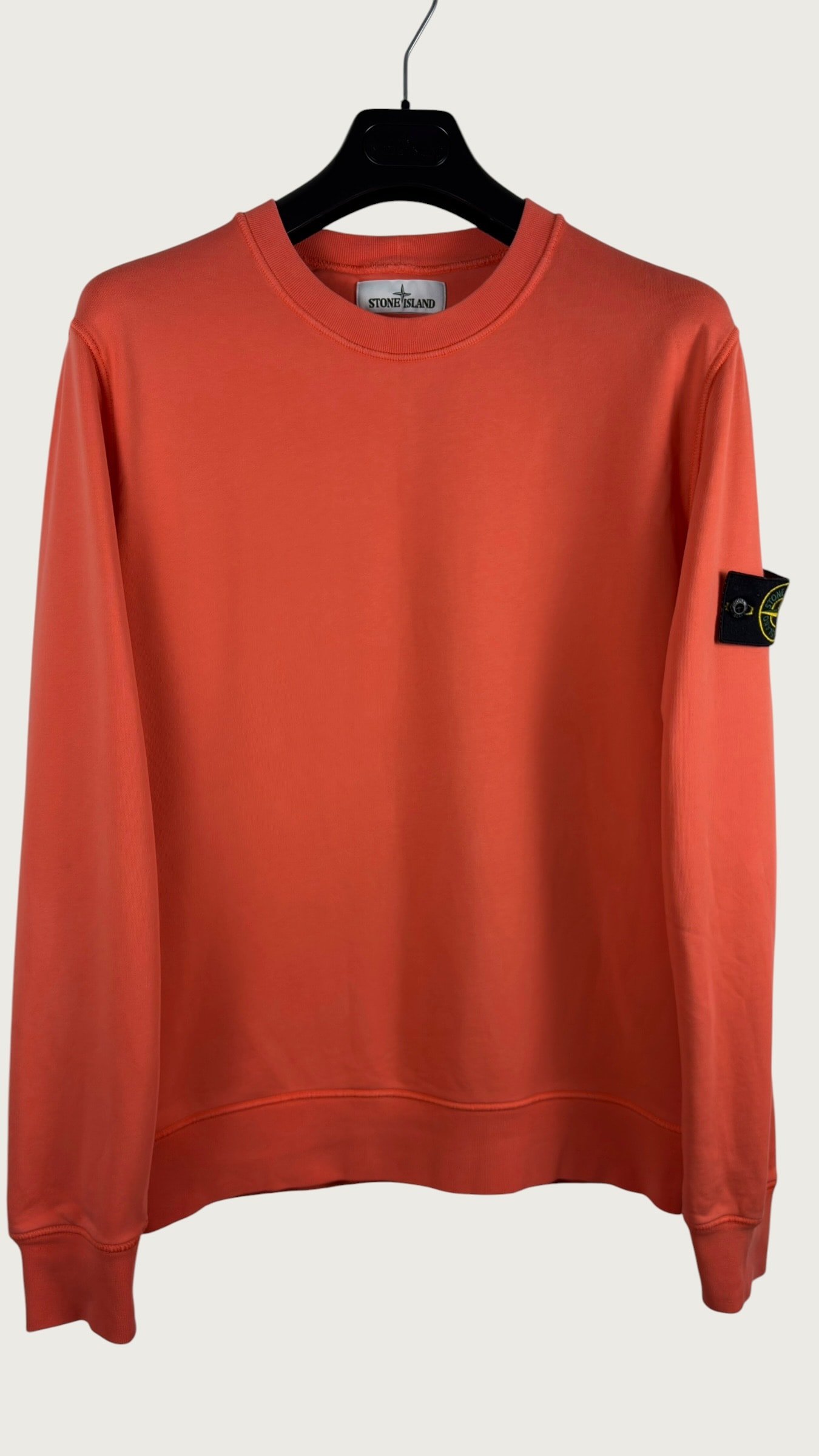 Garment-Dyed Cotton Fleece Crewneck Sweatshirt – Bright Orange