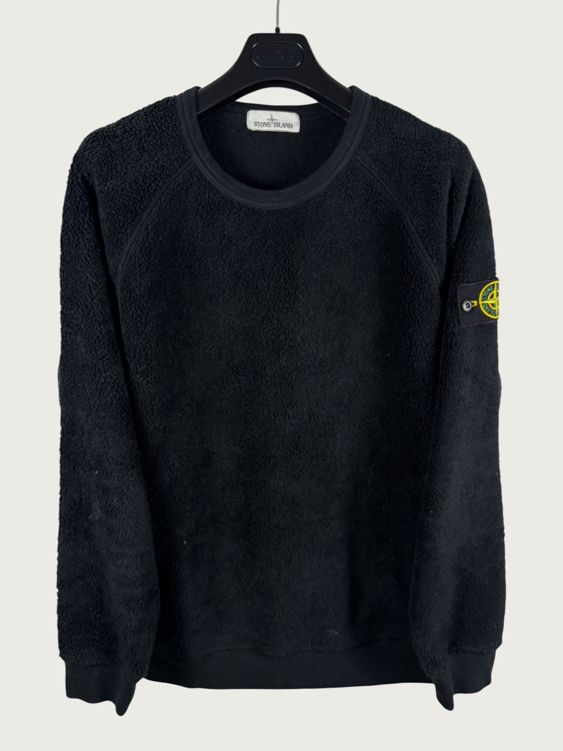Cotton Pile Crewneck Sweatshirt – Black