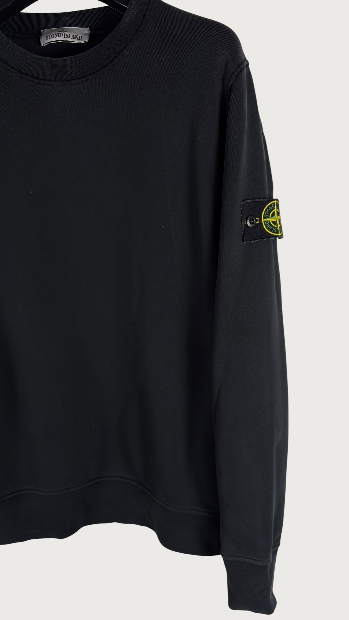 Stone Island Garment-Dyed Cotton Fleece Crewneck Sweatshirt – Black