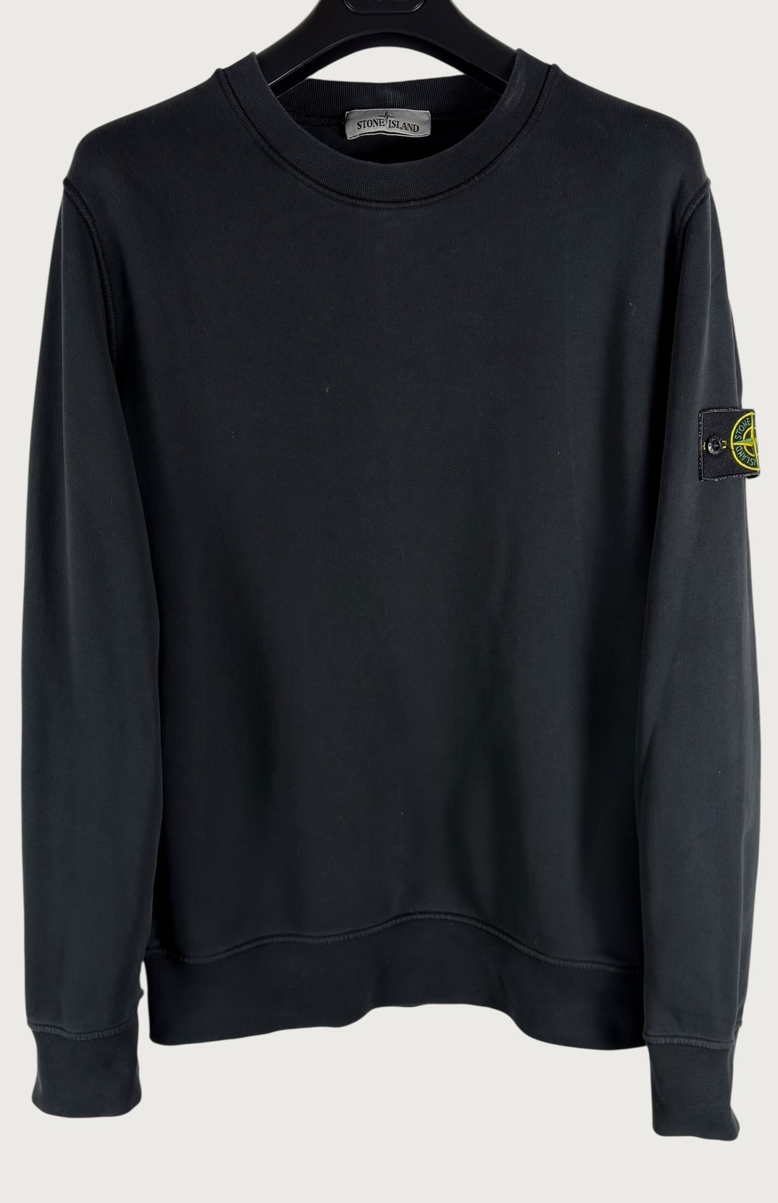 Felpa girocollo Stone Island garment-dyed in cotone – Nera