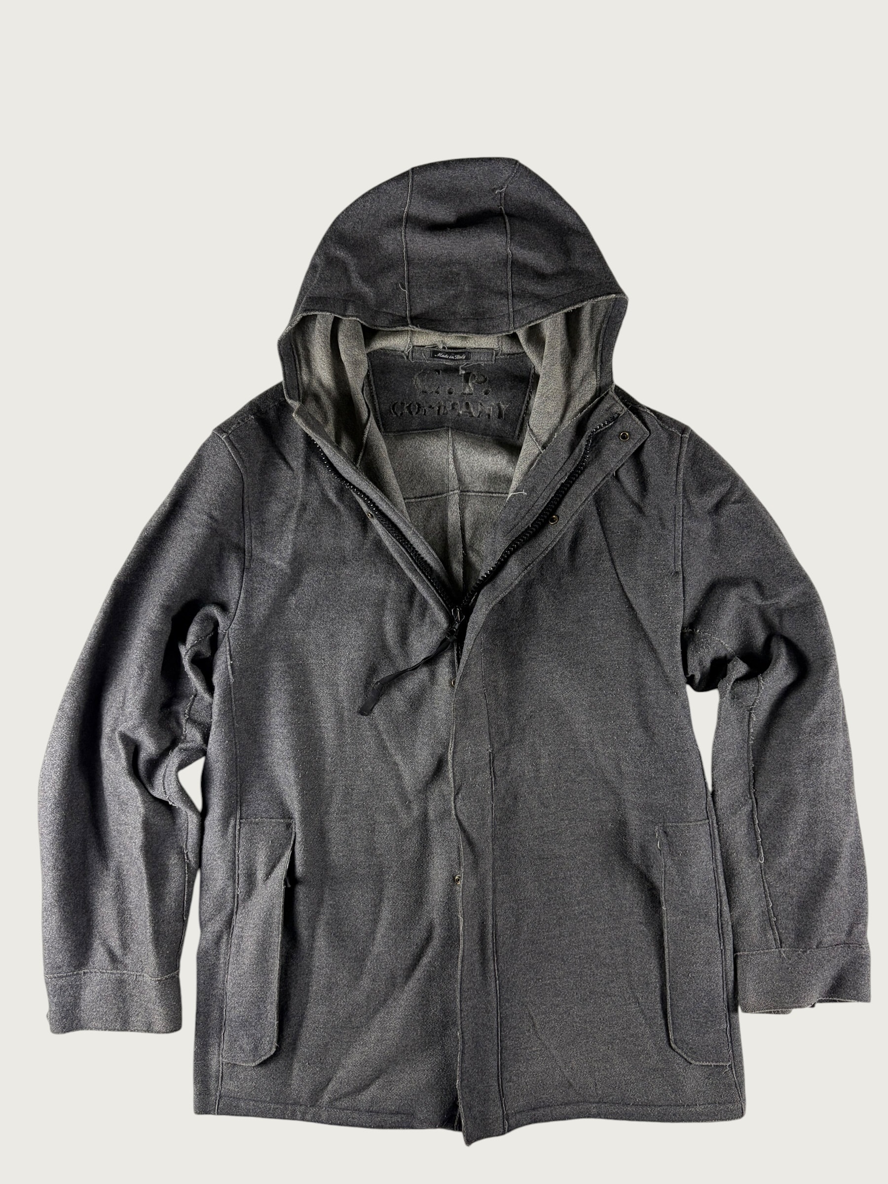 Parka in Lana con Cappuccio Unfinished – Grigio